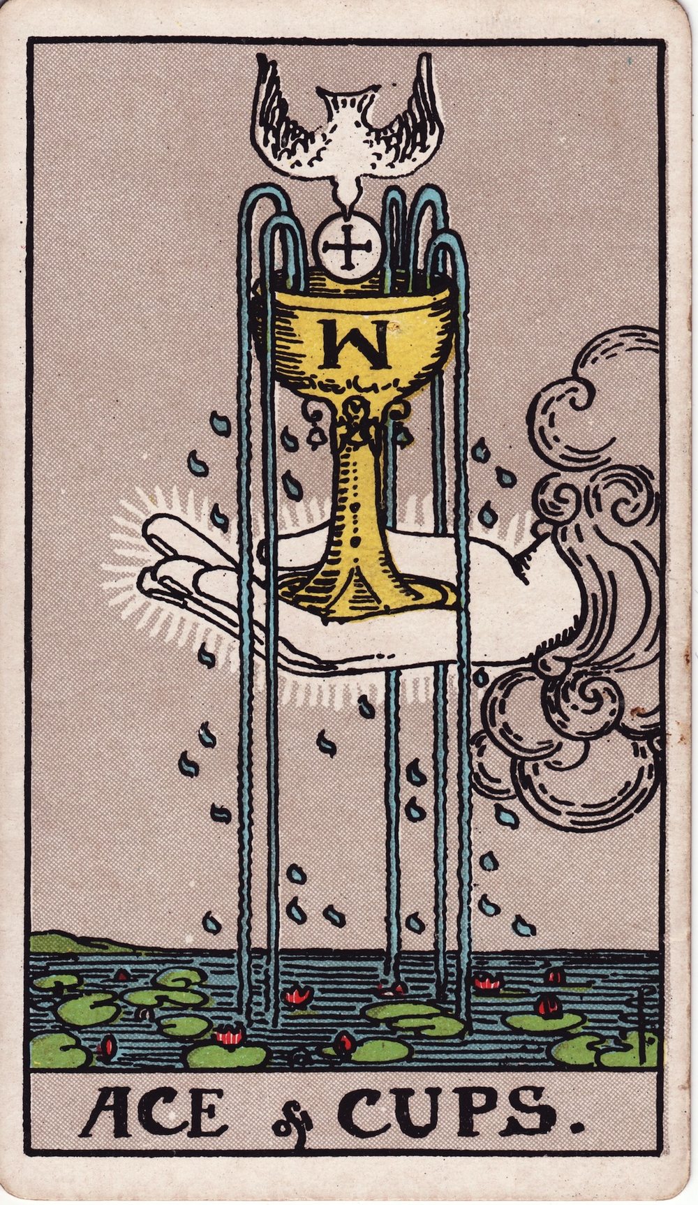The Ace of Cups card in the Rider-Waite-Smith tarot deck