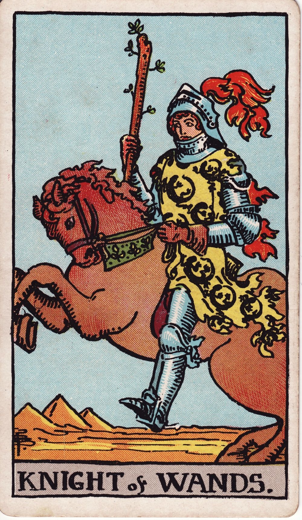 The Knight of Wands card in the Rider-Waite-Smith tarot deck