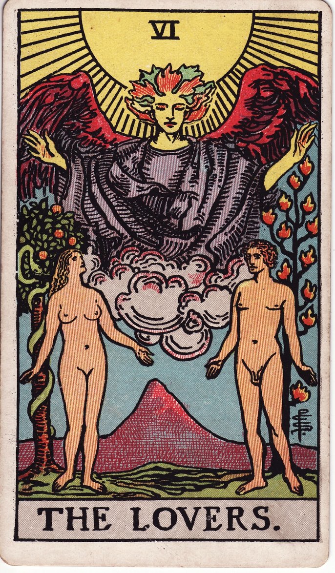 The Lovers card in the Rider-Waite-Smith tarot deck