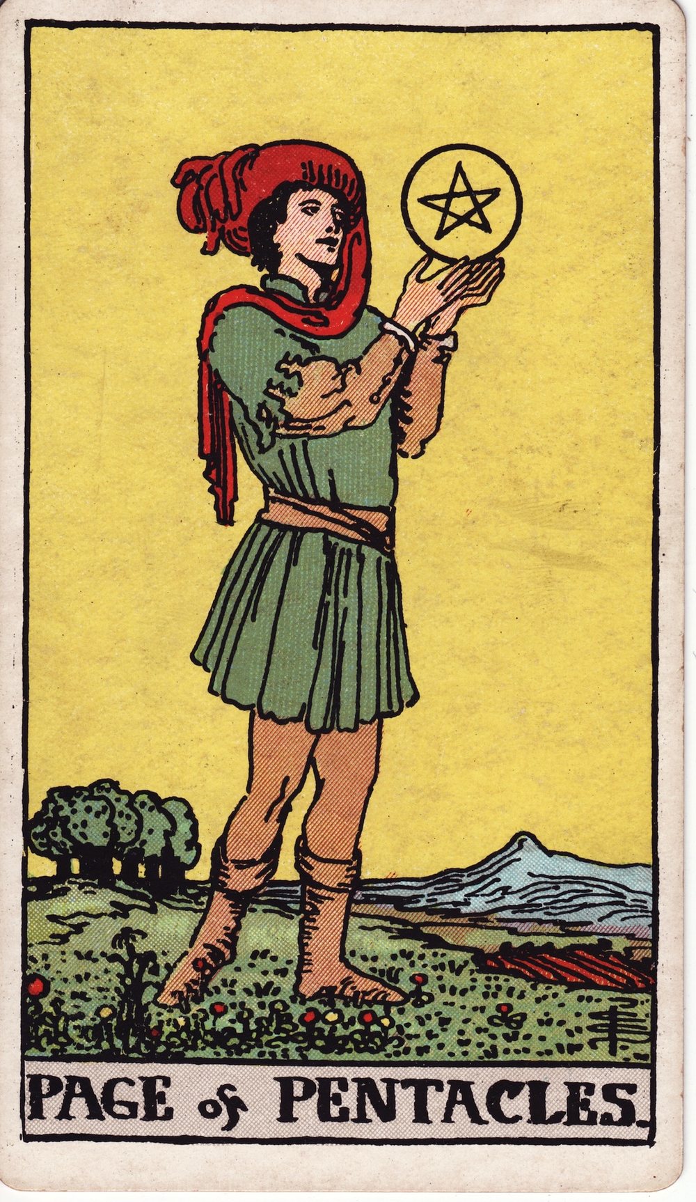 The Page of Pentacles card in the Rider-Waite-Smith tarot deck