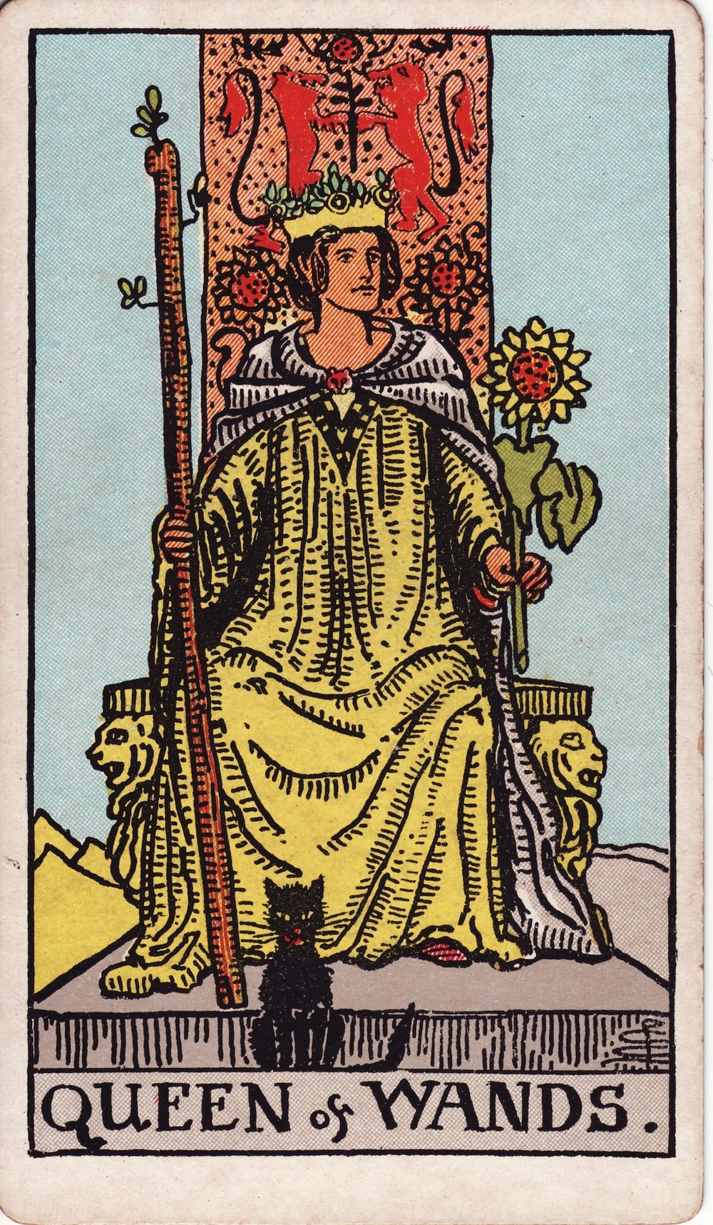 The Queen of Wands card in the Rider-Waite-Smith tarot deck