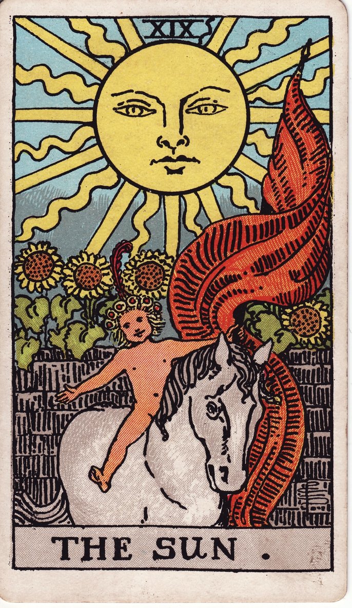 The Sun card in the Rider-Waite-Smith tarot deck