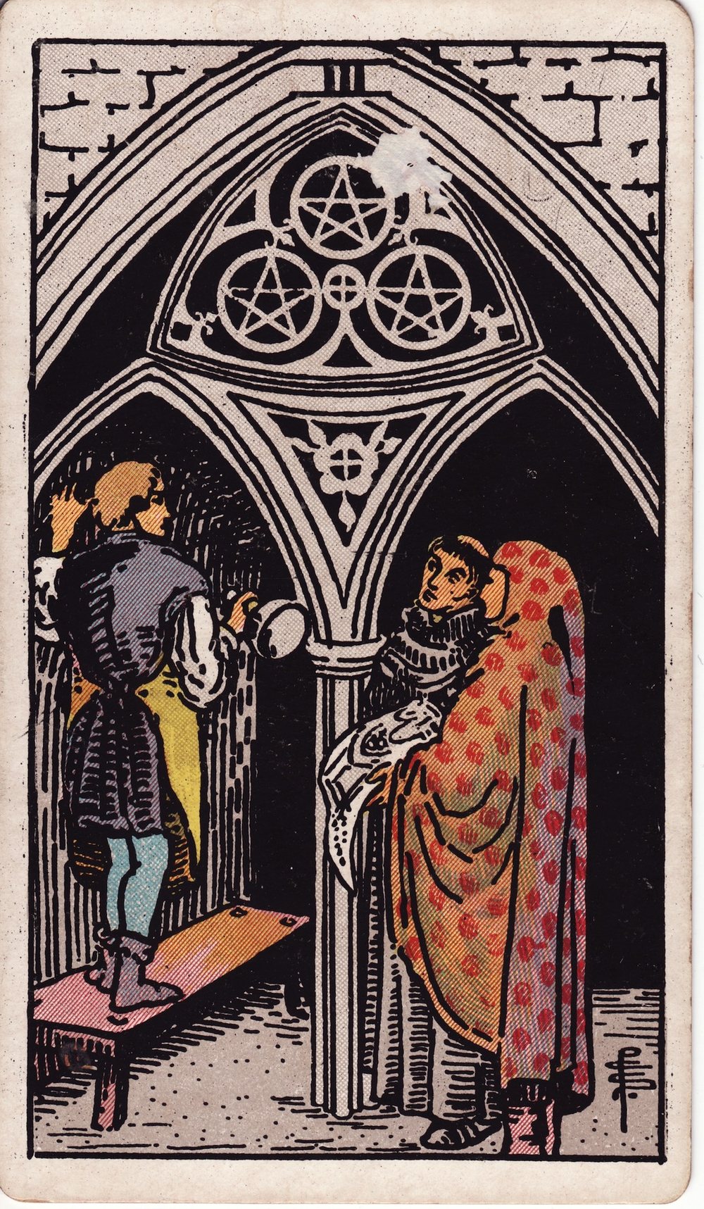 The Three of Pentacles card in the Rider-Waite-Smith tarot deck
